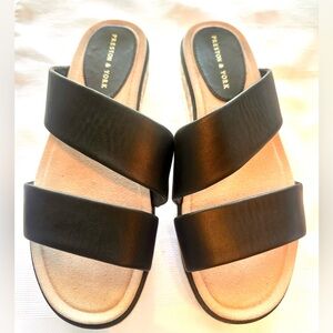 Preston & York Talula Black Leather Chunky Espadrille Sandals size 9.5